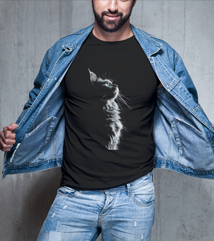 Cat Light And Shadow White Silhouette Feline T-Shirt