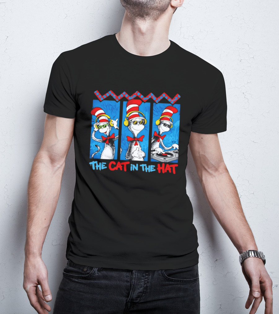 The Cat In The Hat Dr Seuss DJ Headphones And Sunglasses T-Shirt