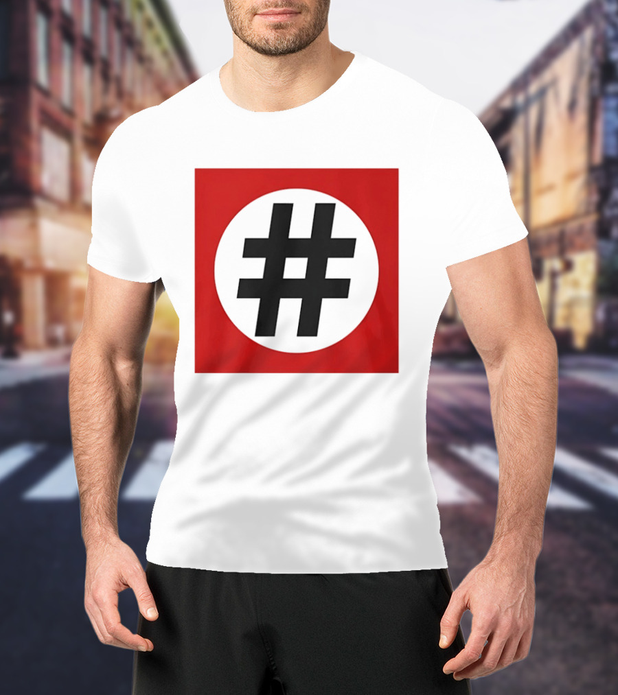 Hashtag Symbol Black On Red Square T-Shirt