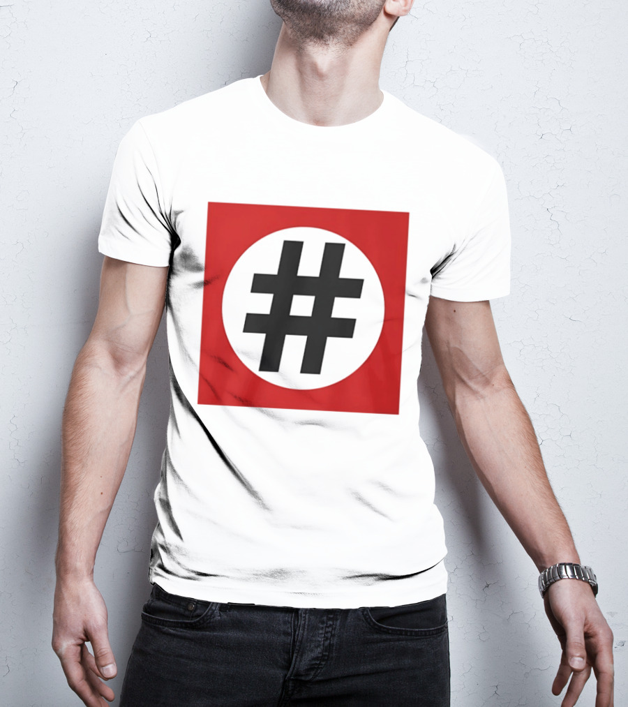 Hashtag Symbol Black On Red Square T-Shirt