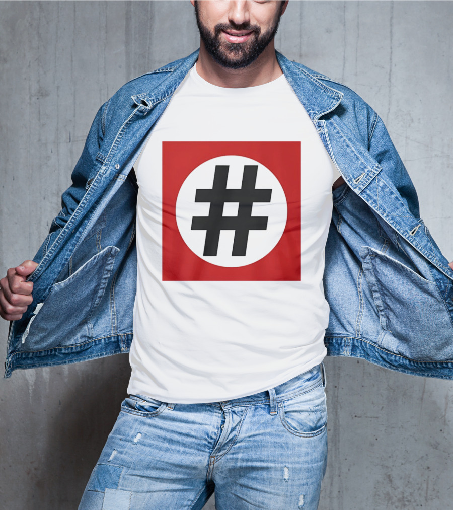 Hashtag Symbol Black On Red Square T-Shirt