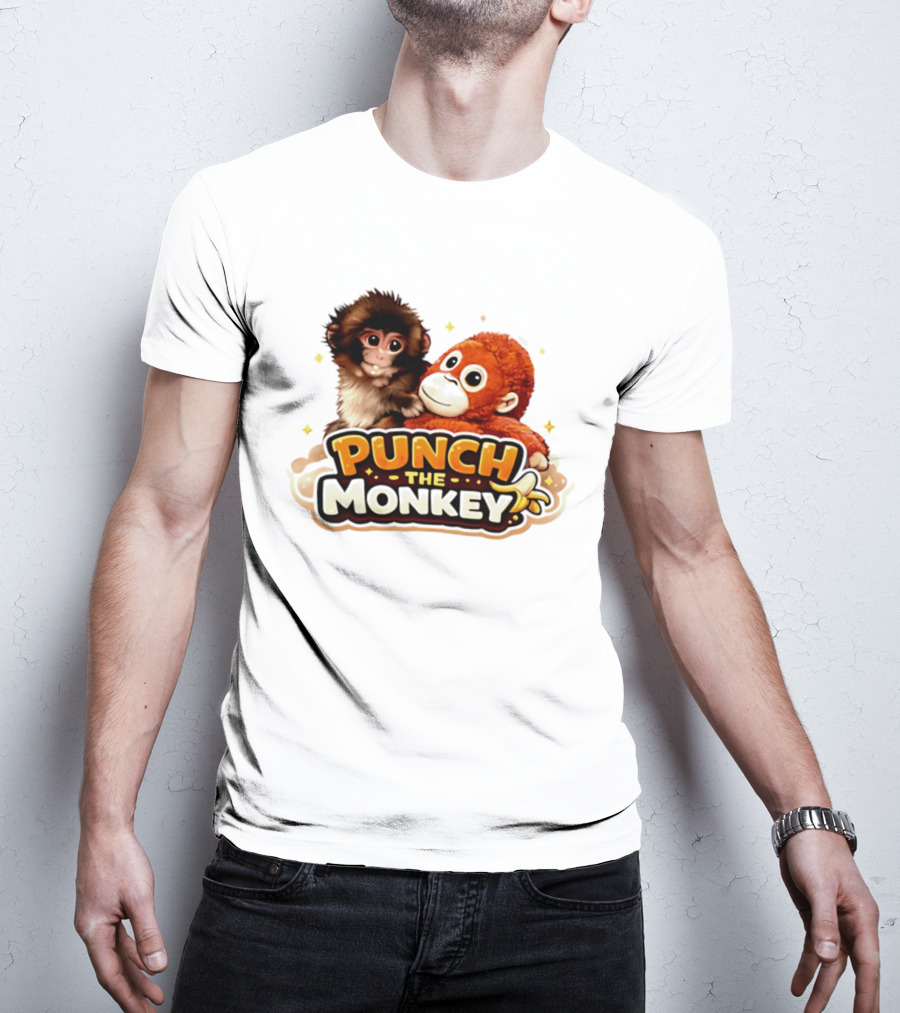 Punch The Monkey Cute Plush Cartoon T-Shirt