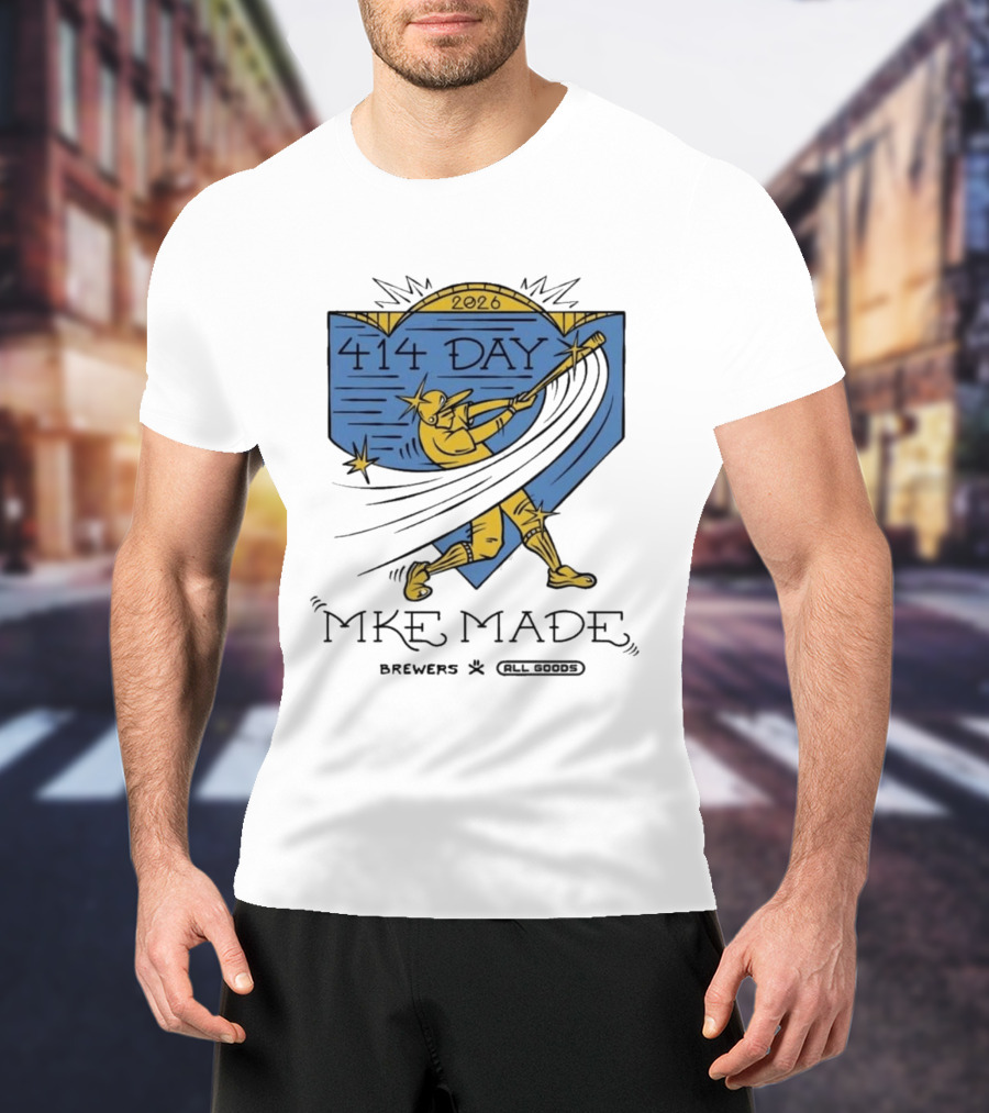 Brewers 414 Day MKE Made 2026 Baseball Player T-Shirt