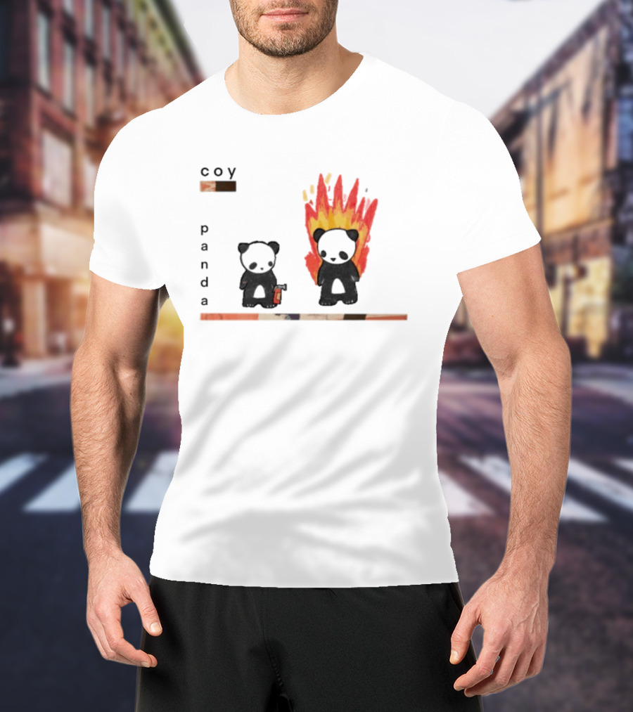 Coy Panda Fire And Calm Contrast T-Shirt