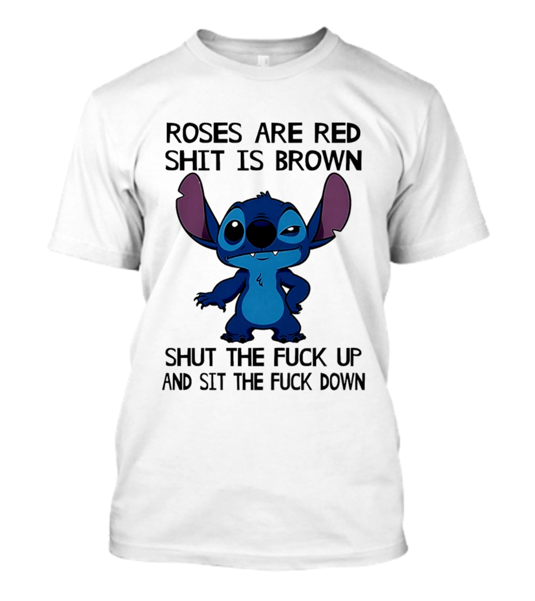 Stitch Roses Are Red Shit Is Brown T-Shirt