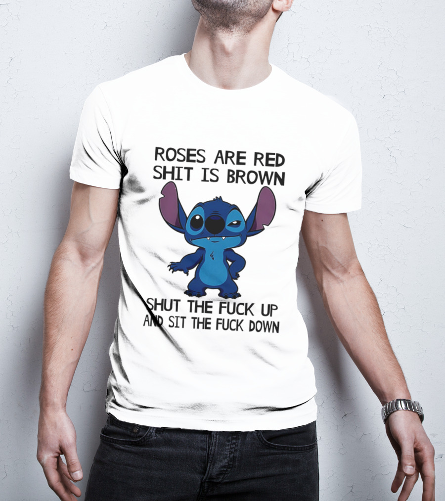 Stitch Roses Are Red Shit Is Brown T-Shirt