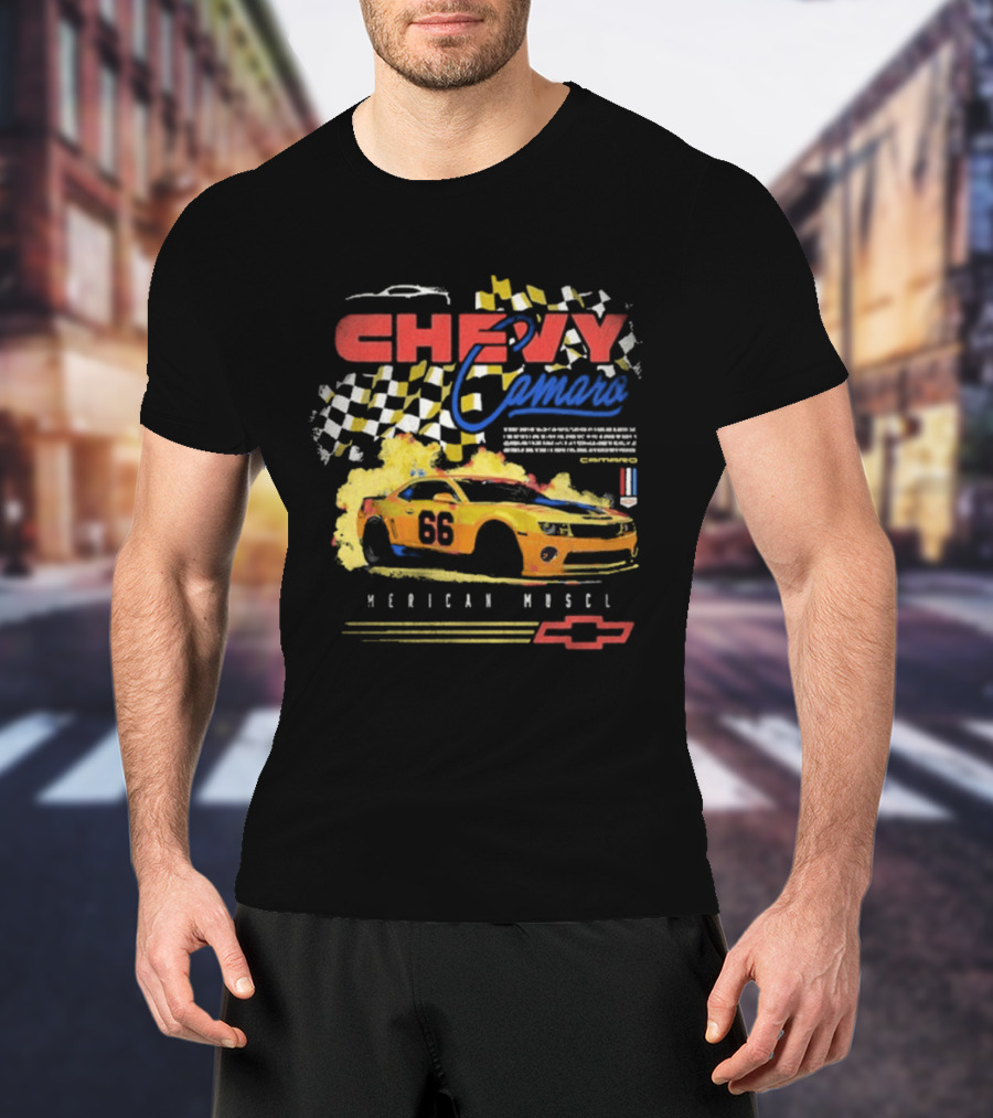 Chevy Camaro 55 American Muscle Race Car Faded Chevrolet T-Shirt