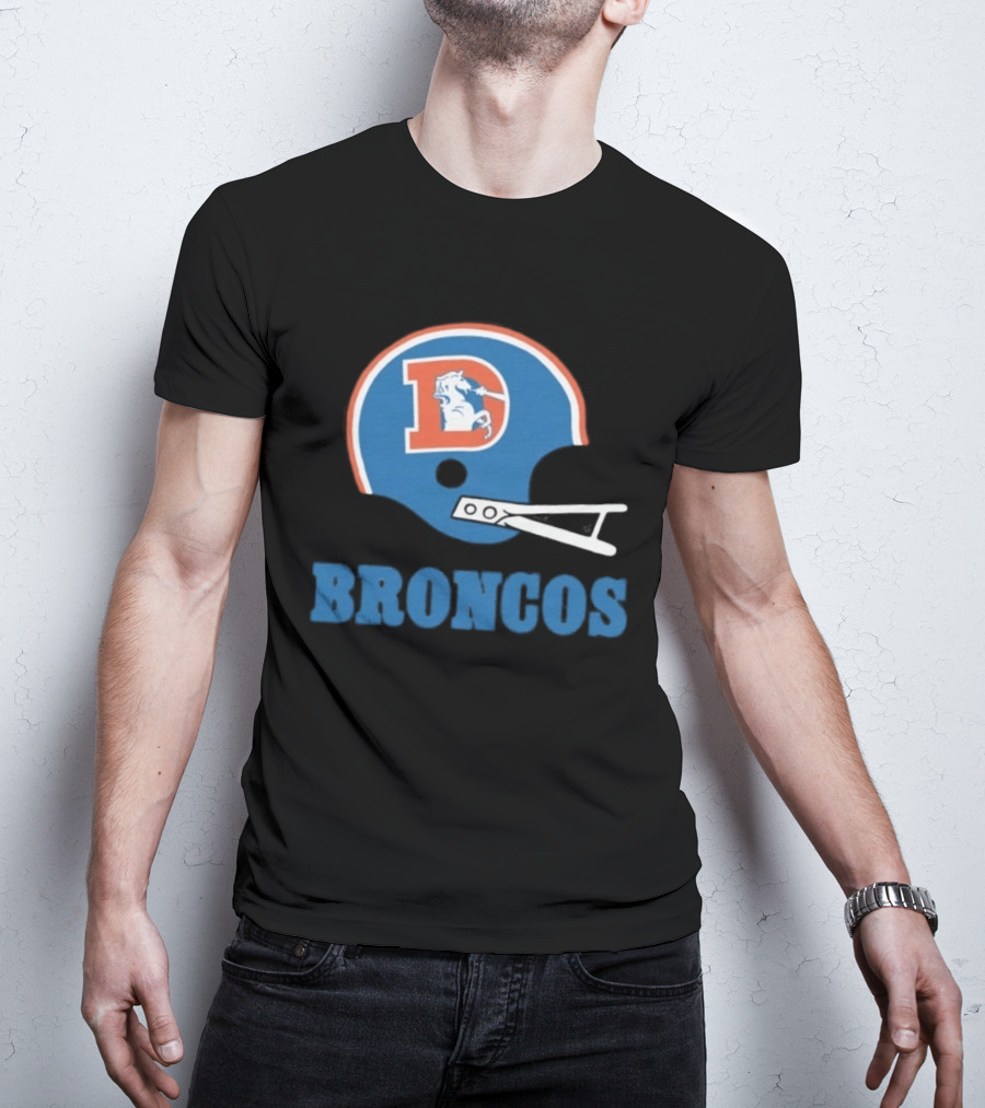 Denver Broncos Retro Football Helmet Graphic Broncos T-Shirt