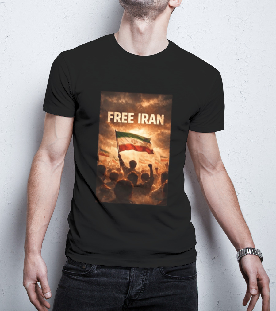 Free Iran Flag Protest With Crowd T-Shirt