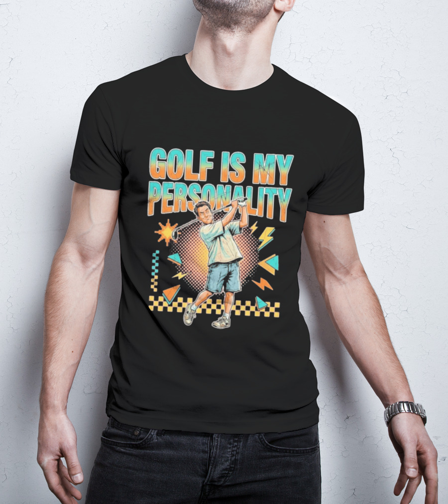 Golf Is My Personality Retro Style Swinging Golfer T-Shirt