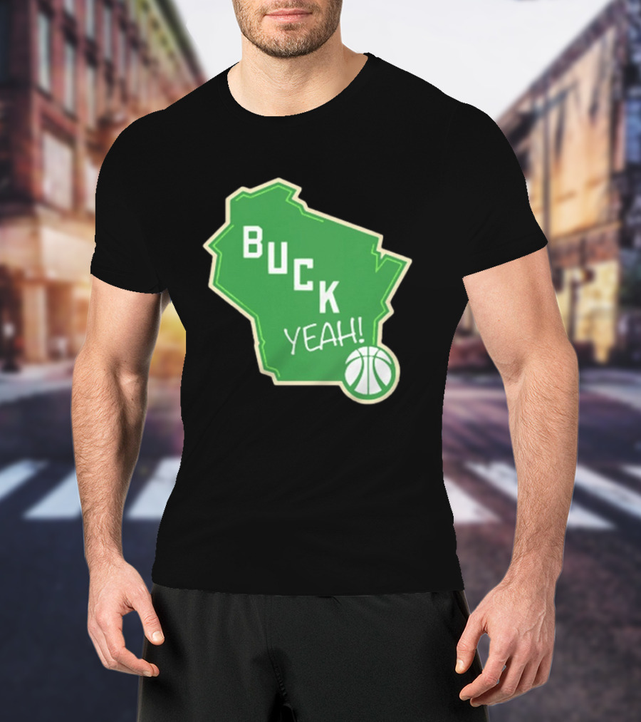 Buck Yeah Milwaukee Basketball Green Map T-Shirt