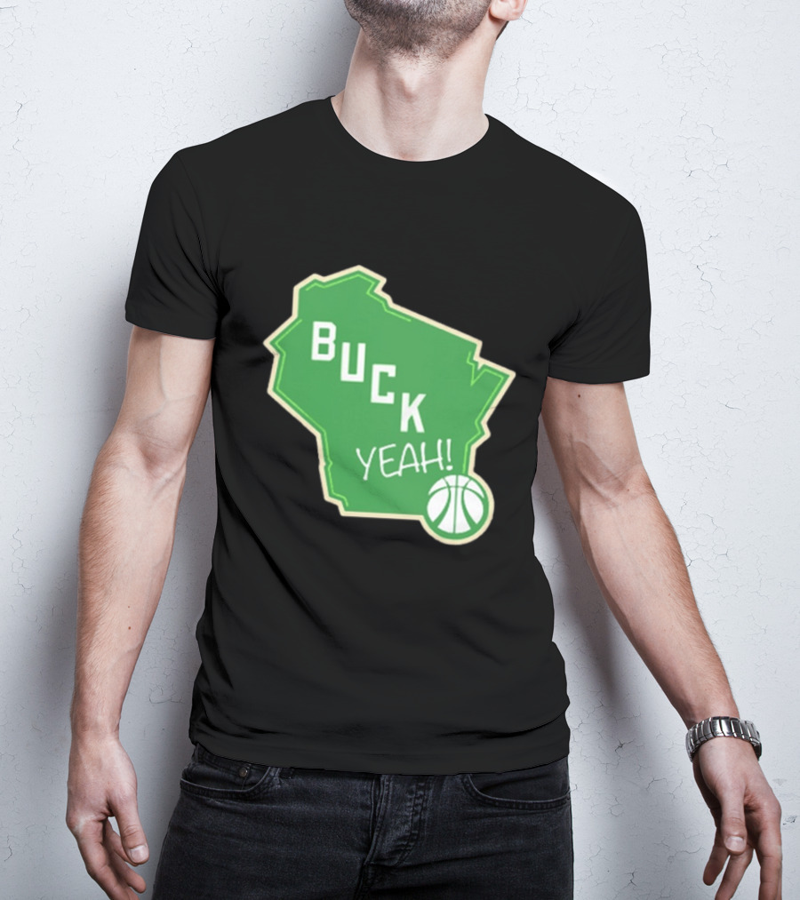 Buck Yeah Milwaukee Basketball Green Map T-Shirt