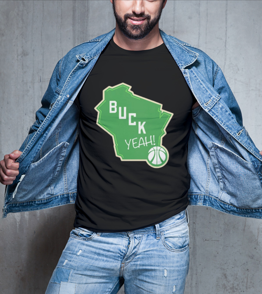 Buck Yeah Milwaukee Basketball Green Map T-Shirt