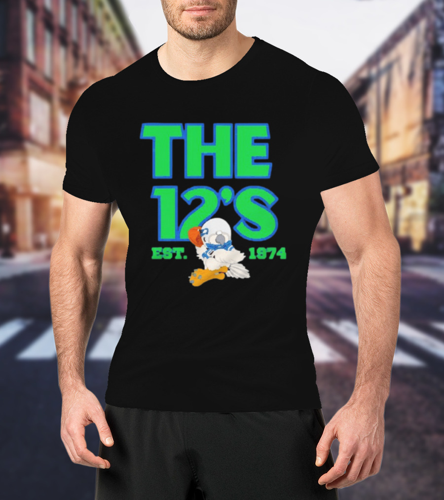 THE 12'S Est. 1974 Navy Grey Seattle Seahawks T-Shirt