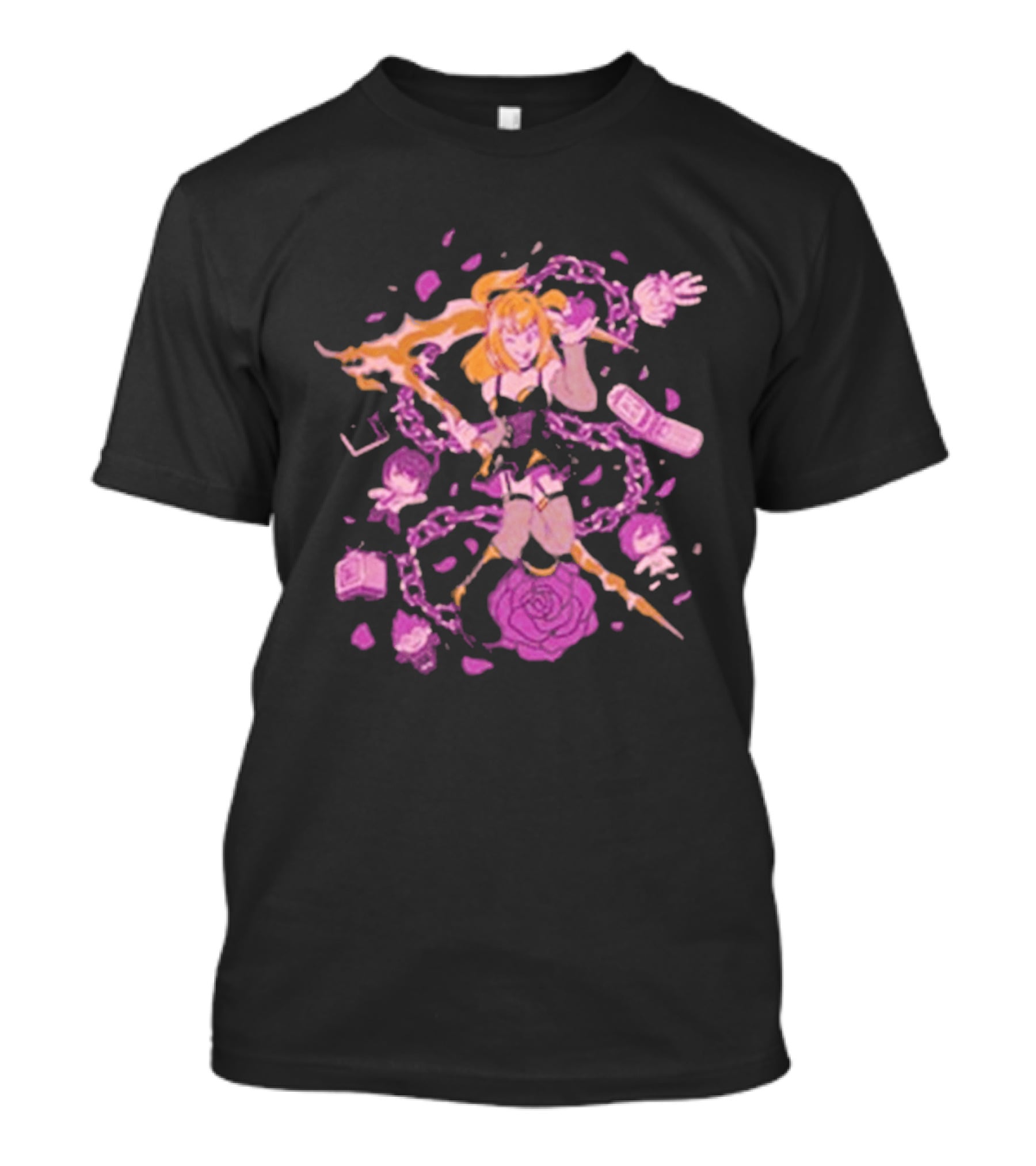 Angel Of Death Jav Anime Style Pink Chains And Rose T-Shirt