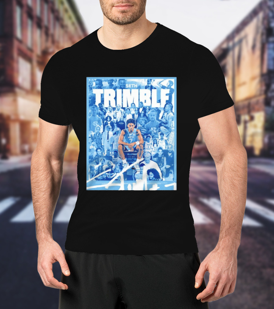 Seth Trimble North Carolina Tar Heels Basketball Collage T-Shirt
