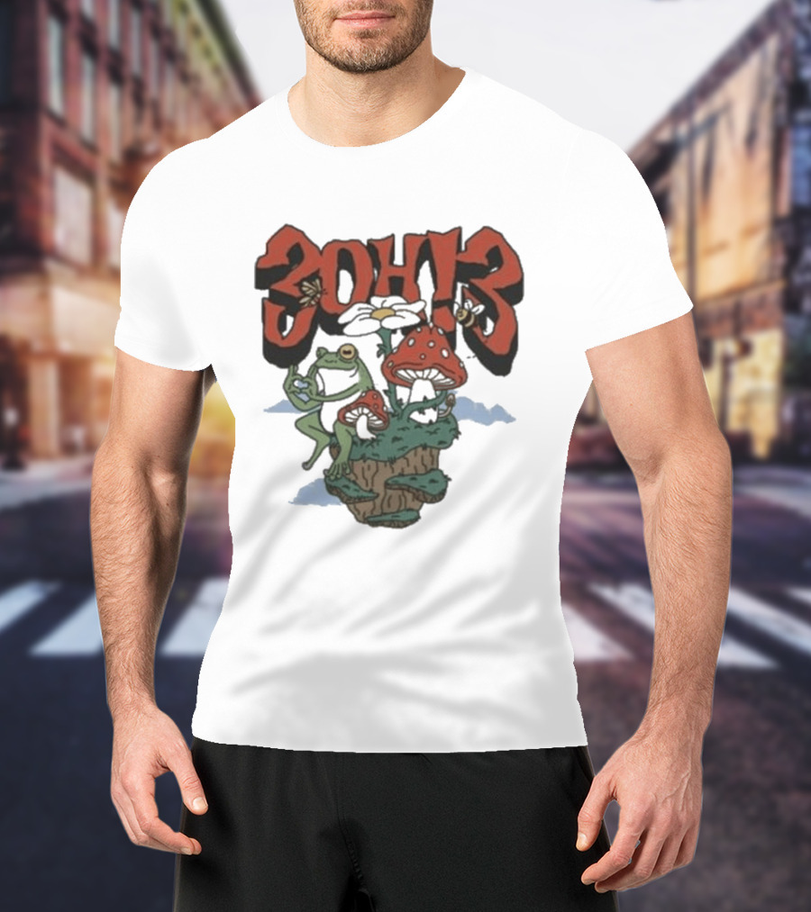 3Oh3 Mushroom Frog Fantasy With Bee And Flower T-Shirt