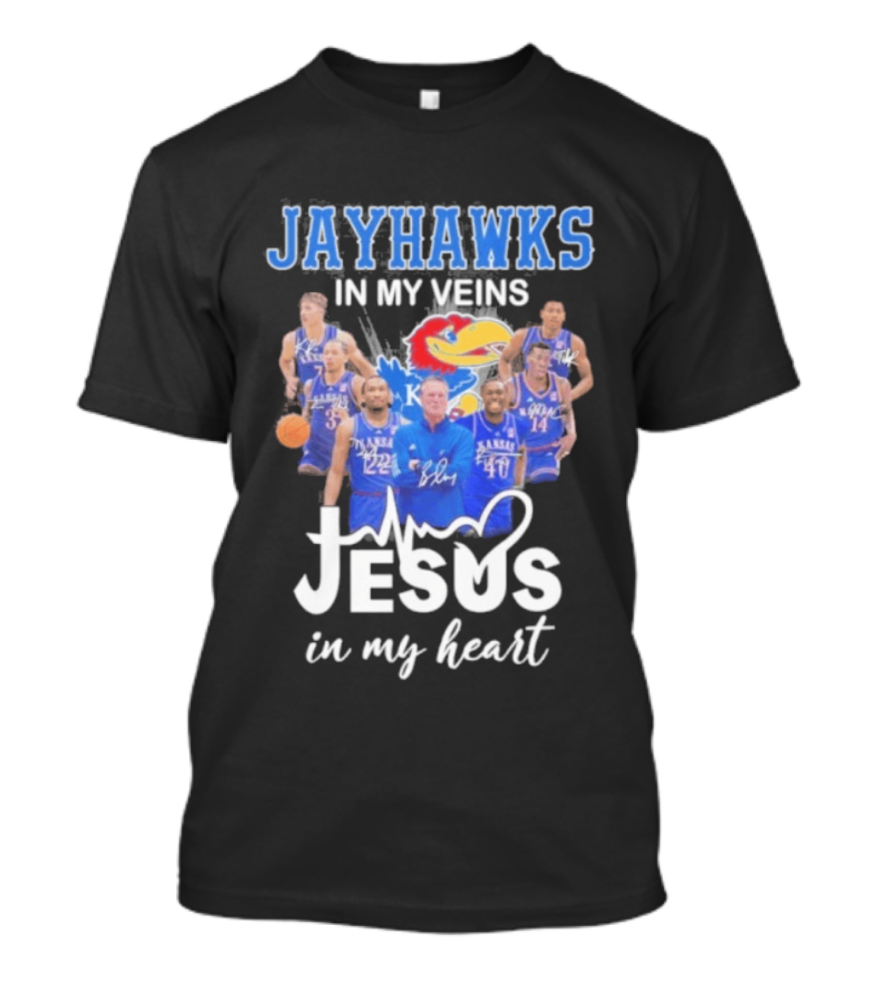 Kansas Jayhawks In My Veins Jesus In My Heart T-Shirt