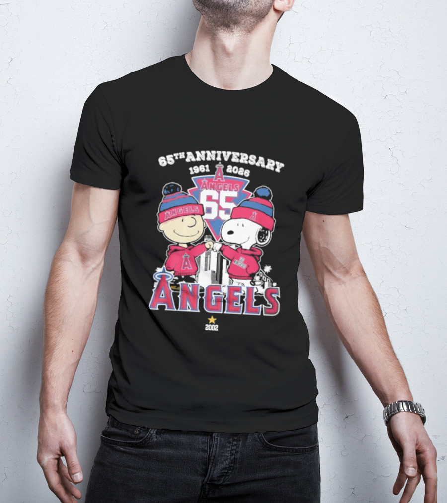 Peanuts Fistbump Los Angeles Angels 65th Anniversary 1961 2026 Charlie Brown Snoopy T-Shirt