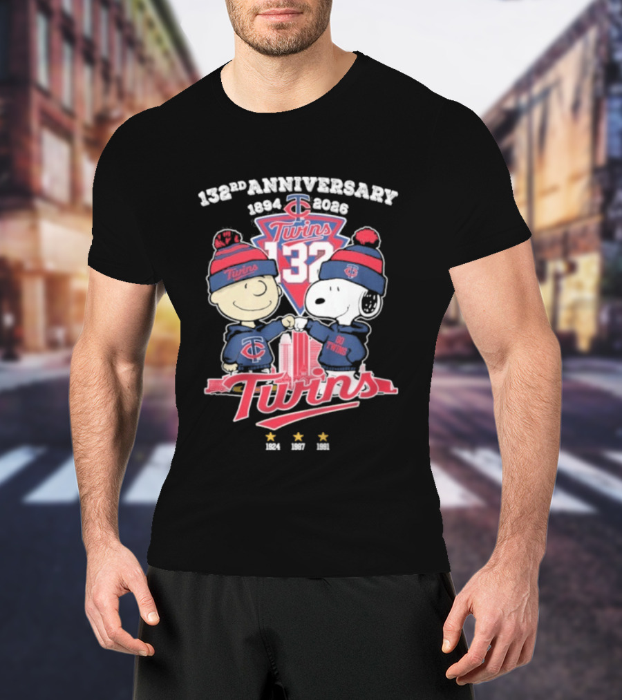 Peanuts Fistbump Minnesota Twins 132nd Anniversary 1894 2026 T-Shirt
