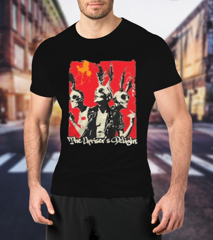 The Upriser's Delight Skull Trio Feathered Masks Red T-Shirt