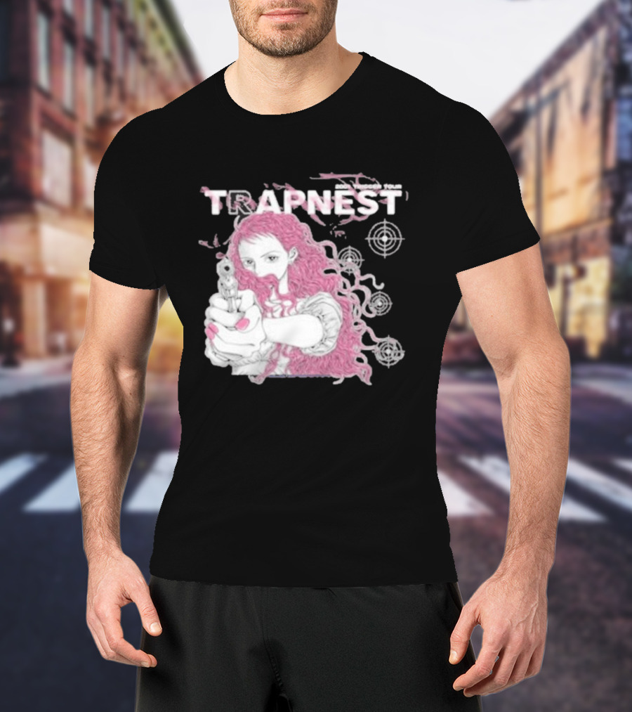 Trapnest Trigger Tour 2001 Anime Girl With Gun And Target T-Shirt