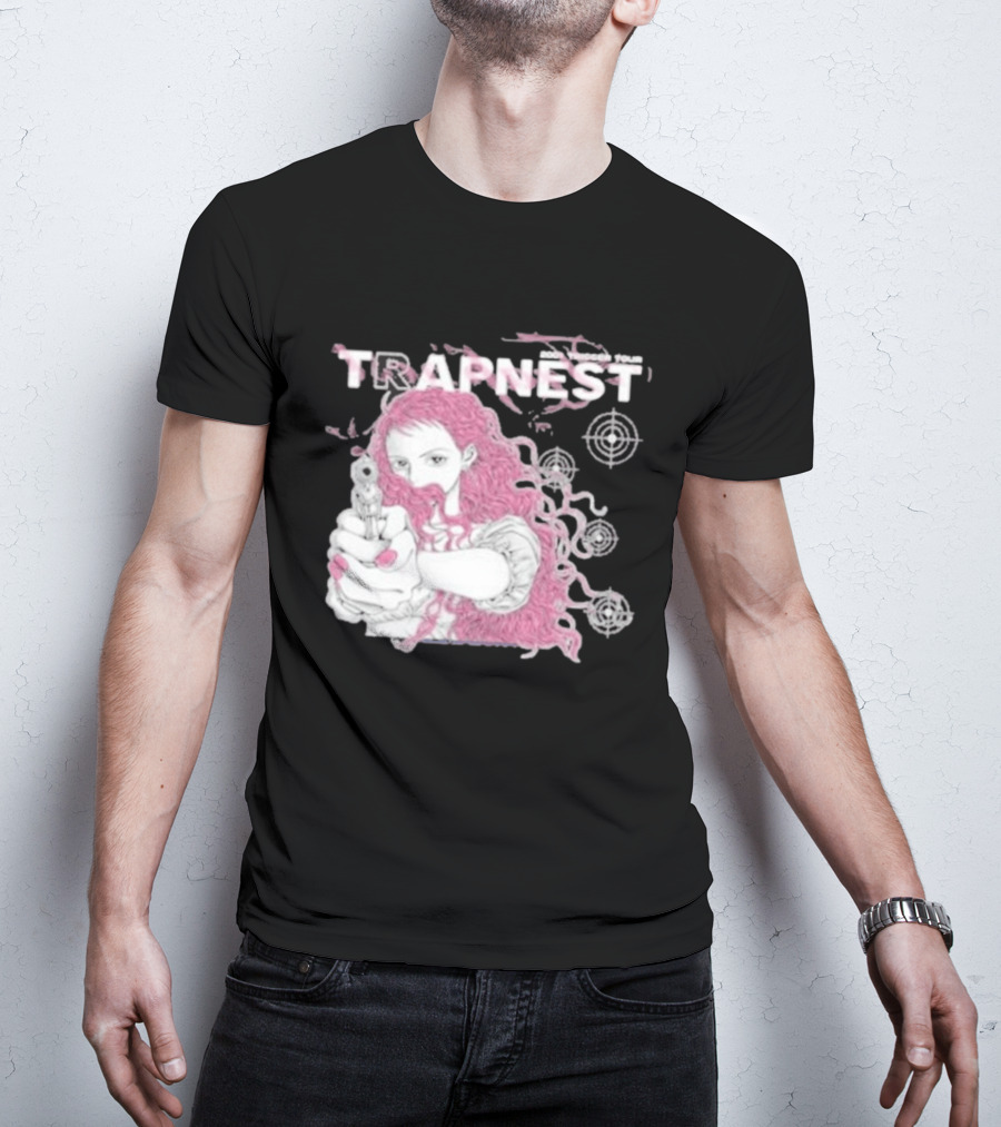 Trapnest Trigger Tour 2001 Anime Girl With Gun And Target T-Shirt