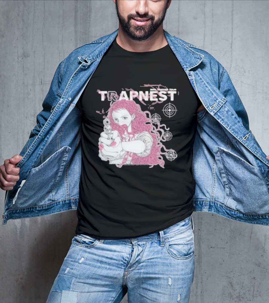 Trapnest Trigger Tour 2001 Anime Girl With Gun And Target T-Shirt
