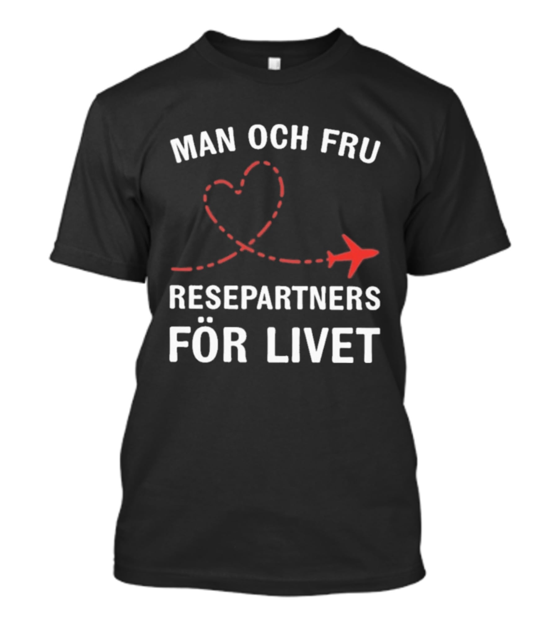 Man Och Fru Resepartners För Livet Flygplan Hjärtformad Resväg T-Shirt