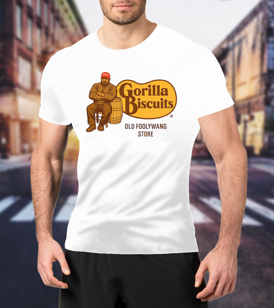 Cracker Barrel Gorilla Biscuits Old Foolywang Store Rustic Man And Barrel T-Shirt
