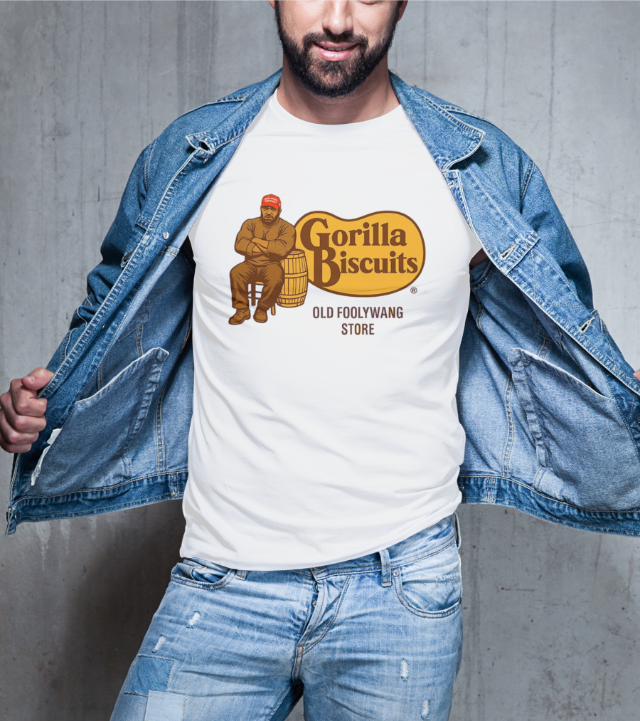 Cracker Barrel Gorilla Biscuits Old Foolywang Store Rustic Man And Barrel T-Shirt