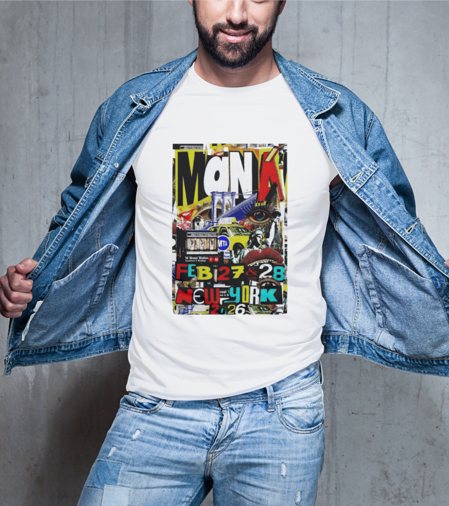 Maná New York City Concert February 27 28 2026 14th Street Station Statue Of Liberty MTA Taxi Brooklyn Bridge T-Shirt