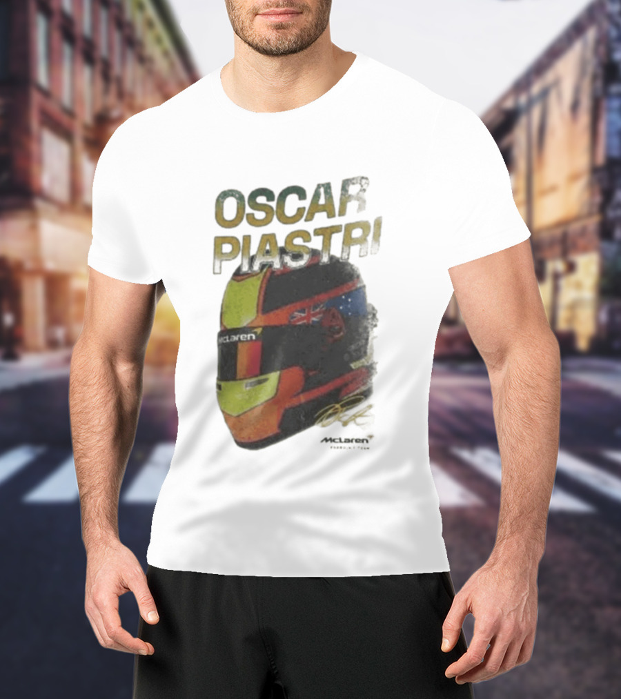 Oscar Piastri McLaren Helmet Design Racing Memorabilia T-Shirt