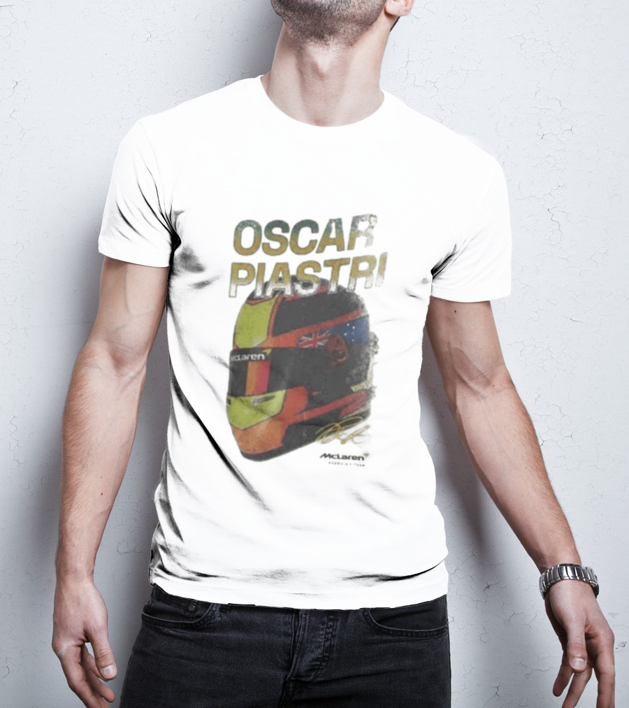 Oscar Piastri McLaren Helmet Design Racing Memorabilia T-Shirt