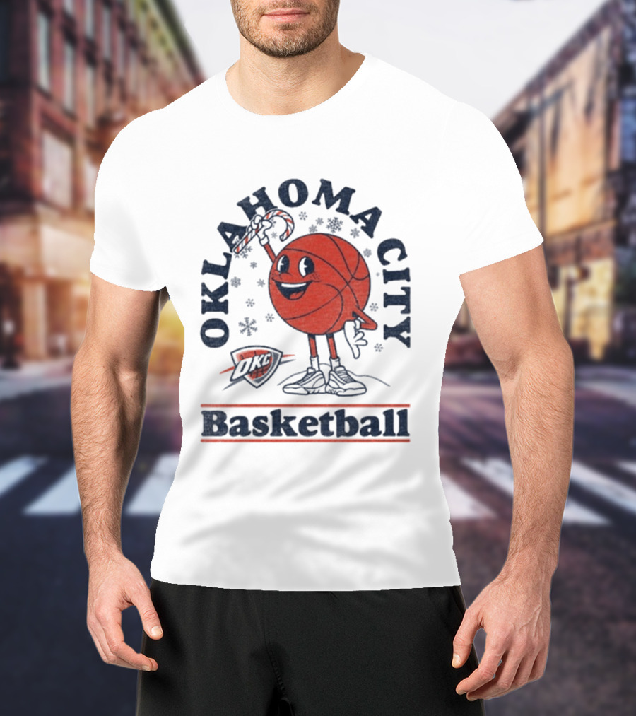 Oklahoma City Basketball Cartoon OKC Winter T-Shirt