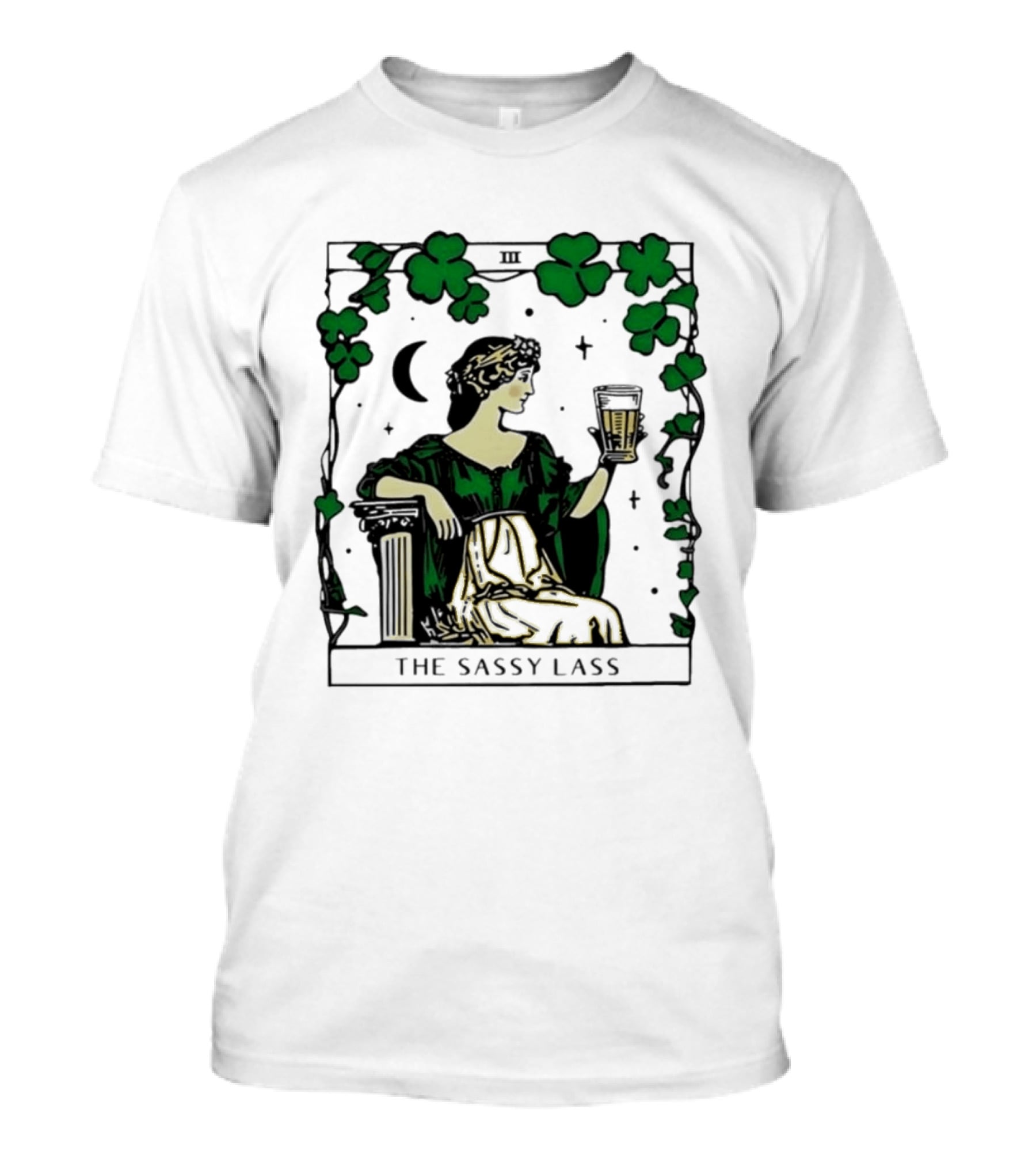 The Sassy Lass St Patrick's Day Tarot Card Clover Moon T-Shirt