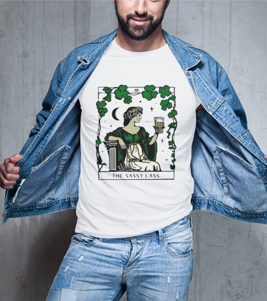 The Sassy Lass St Patrick's Day Tarot Card Clover Moon T-Shirt