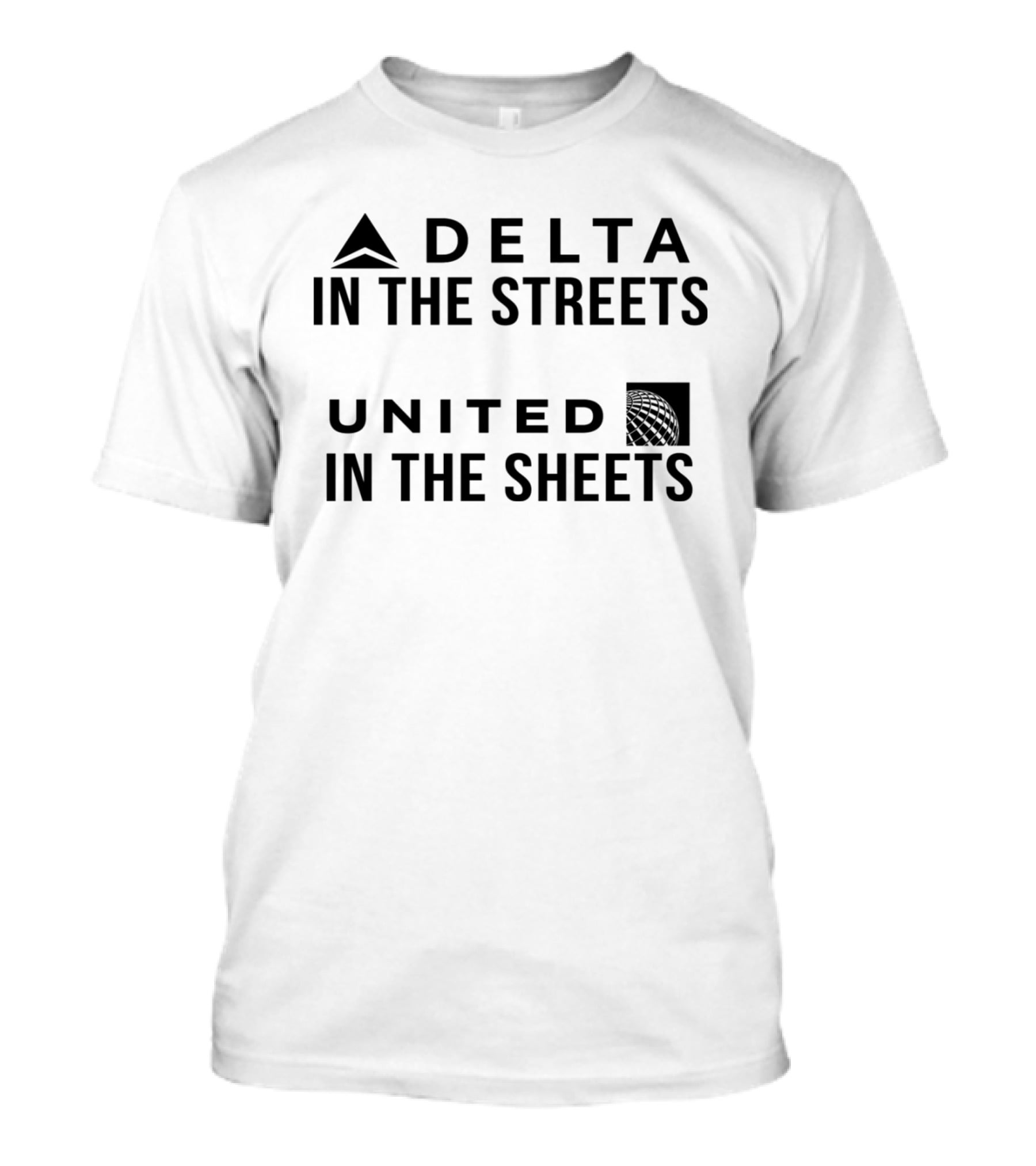 Delta In The Streets United In The Sheets White Clever Aviation Reference T-Shirt