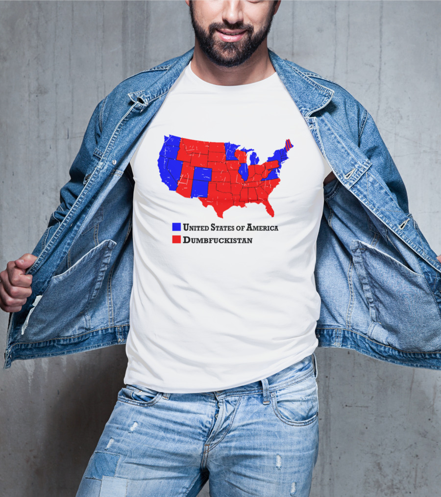 United States Of America Dumbfuckistan Map Red Blue States T-Shirt