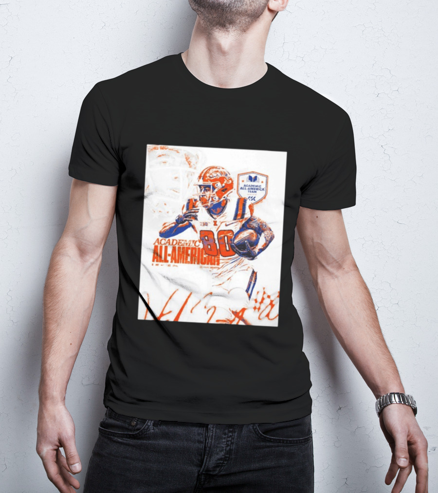Academic All American Hank Beatty 80 Illinois Fighting Illini Football Team T-Shirt