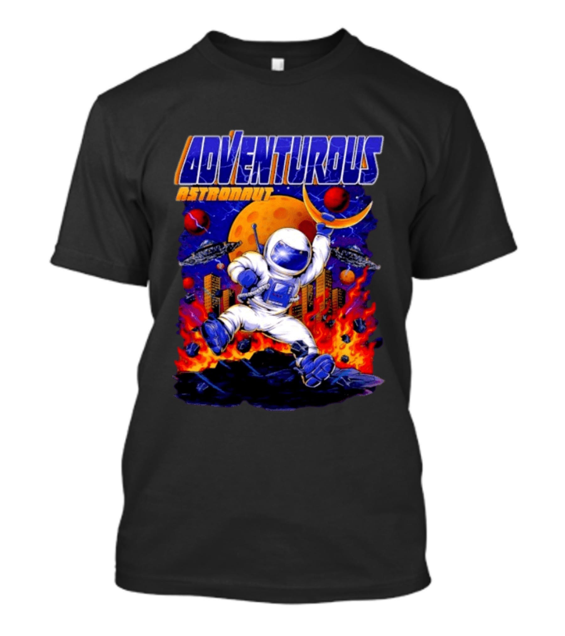 Adventurous Astronaut Moon Adventure Galaxy Exploration Space Suit T-Shirt