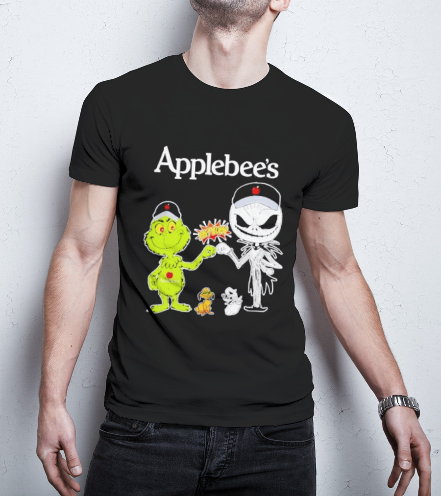 Applebee's Grinch And Jack Skellington Fist Bump Halloween Bash T-Shirt