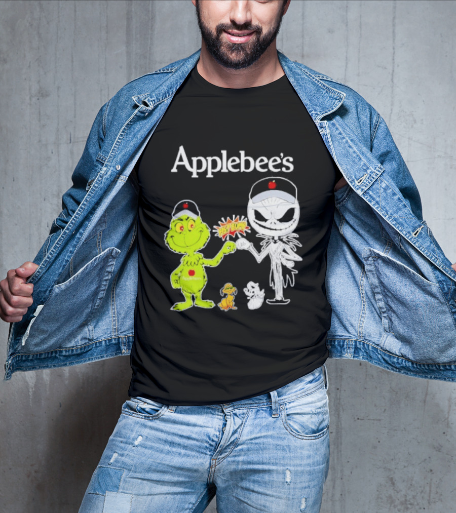 Applebee's Grinch And Jack Skellington Fist Bump Halloween Bash T-Shirt