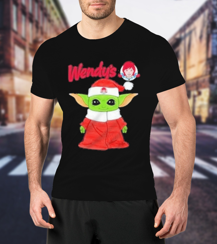 Wendy's Baby Yoda Santa Christmas T-Shirt