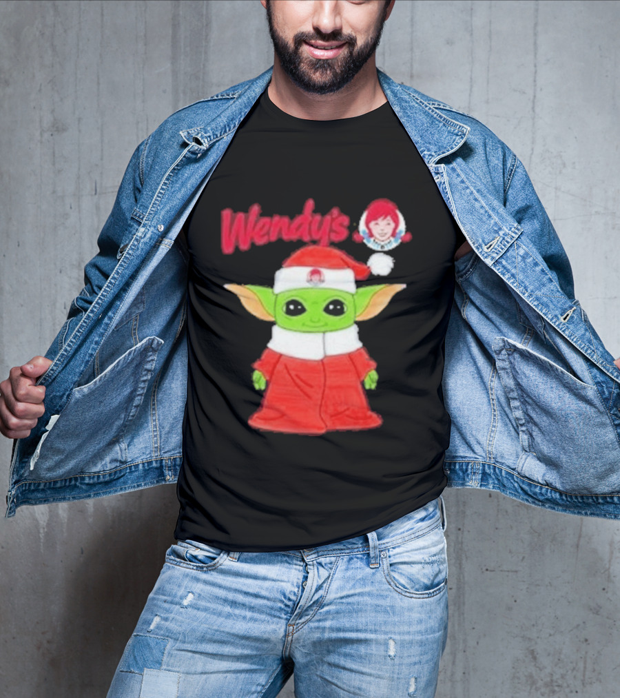 Wendy's Baby Yoda Santa Christmas T-Shirt