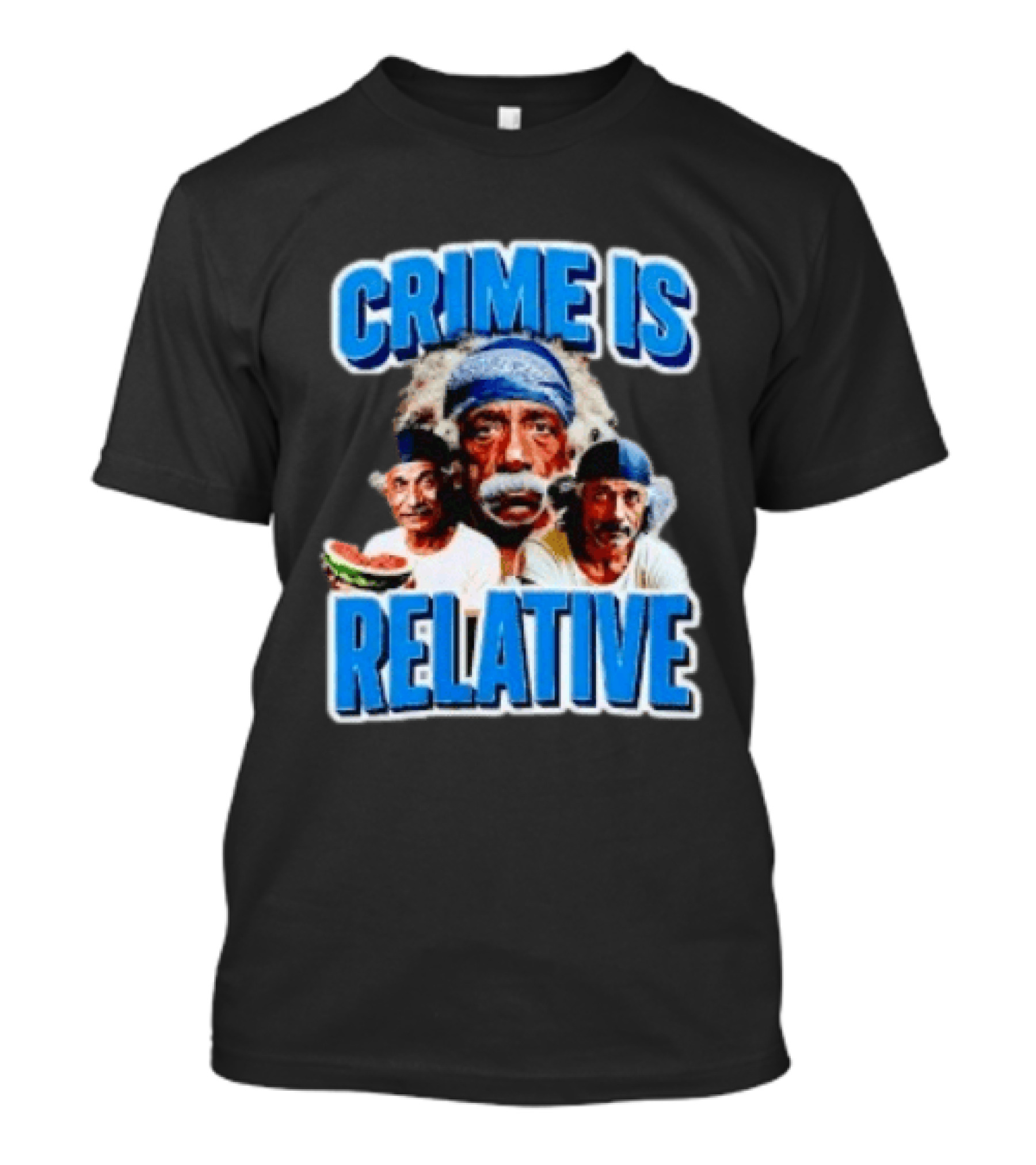 Crime Is Relative Albert Einstein Bandana Blue Font T-Shirt