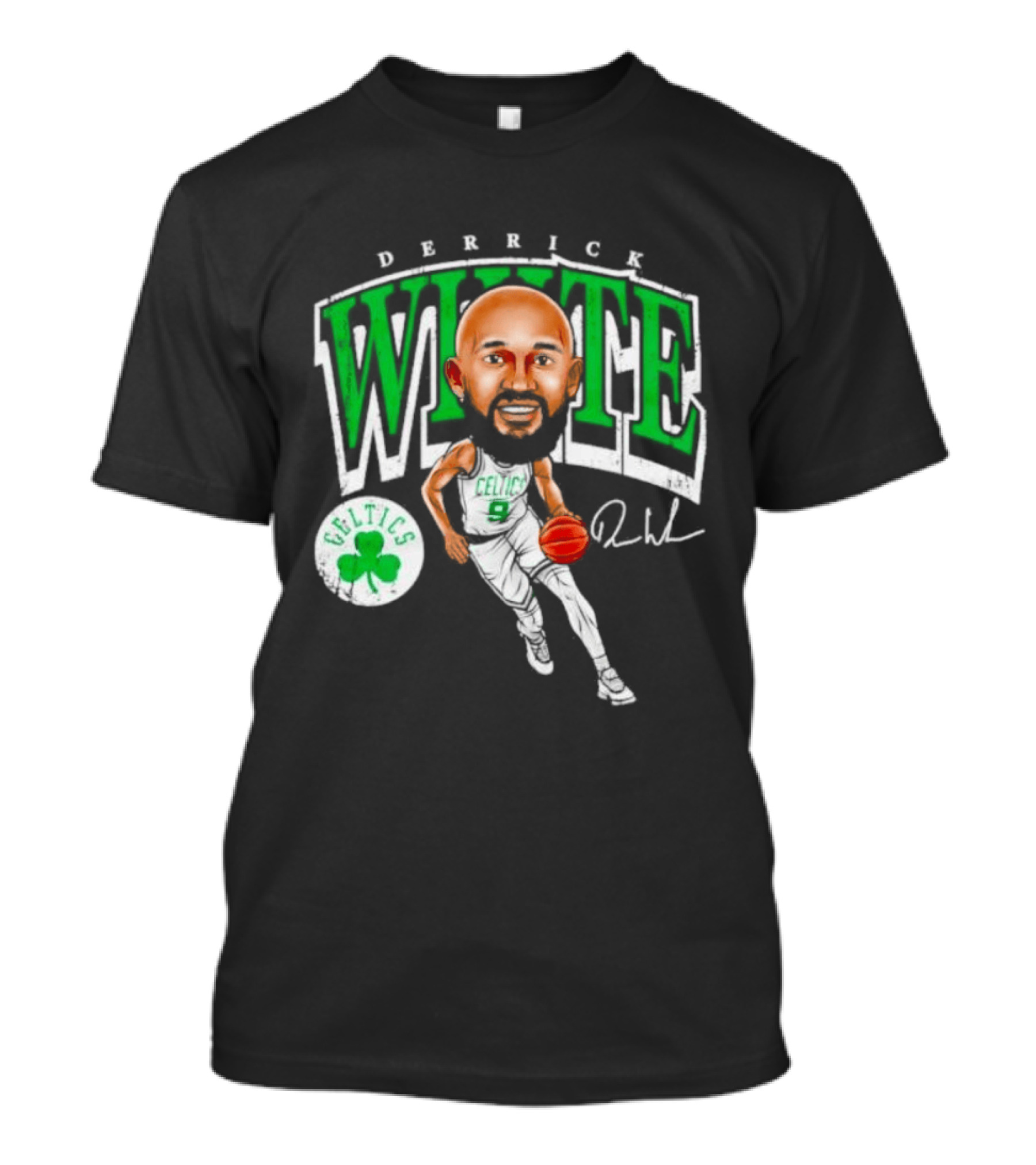 Derrick White Celtics Basketball 9 Signature Cartoon T-Shirt