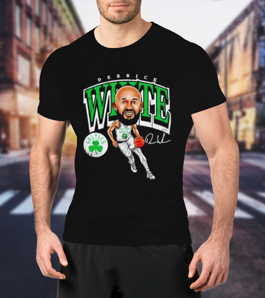 Derrick White Celtics Basketball 9 Signature Cartoon T-Shirt