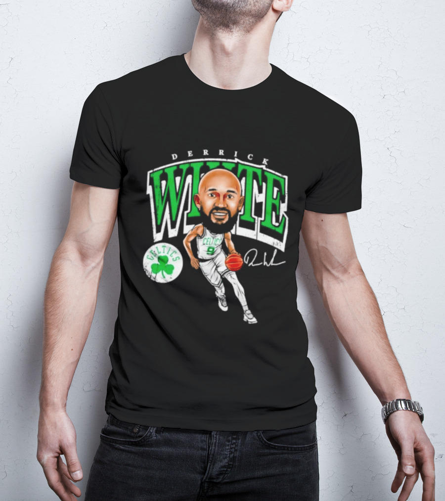Derrick White Celtics Basketball 9 Signature Cartoon T-Shirt