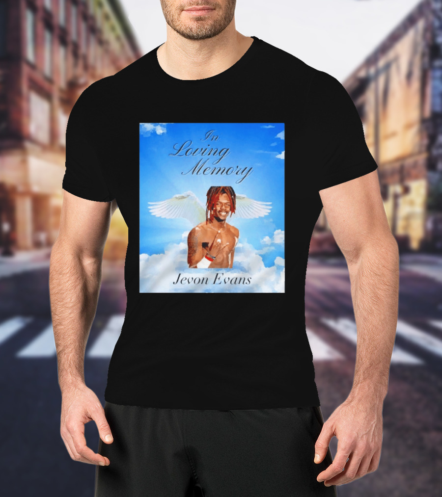 In Loving Memory Jevon Evans Angel Wings Clouds T-Shirt